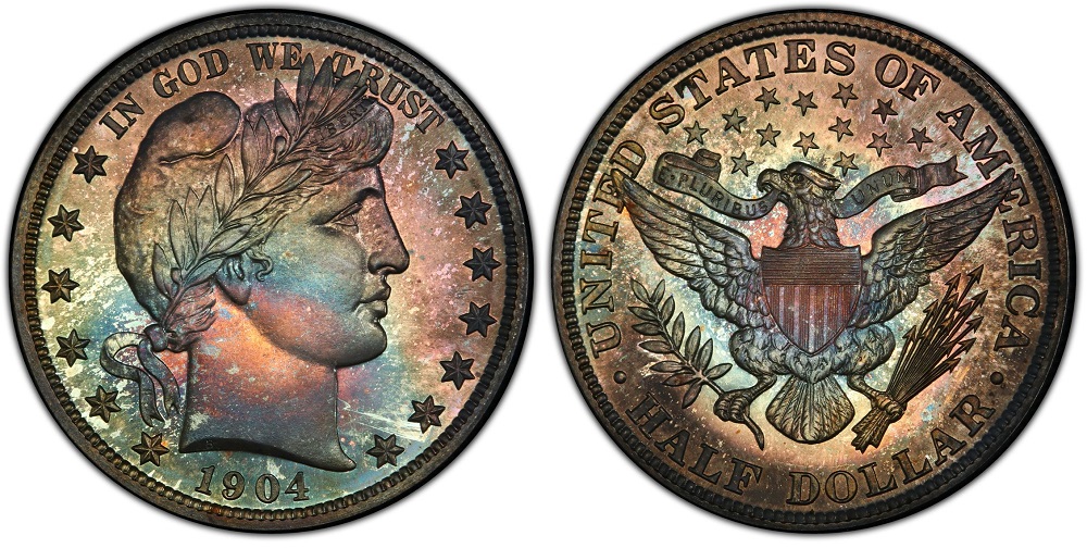1904 Philadelphia Barber Half Dollar in gem uncirculated condition showing original satiny silver luster and sharp Liberty bust